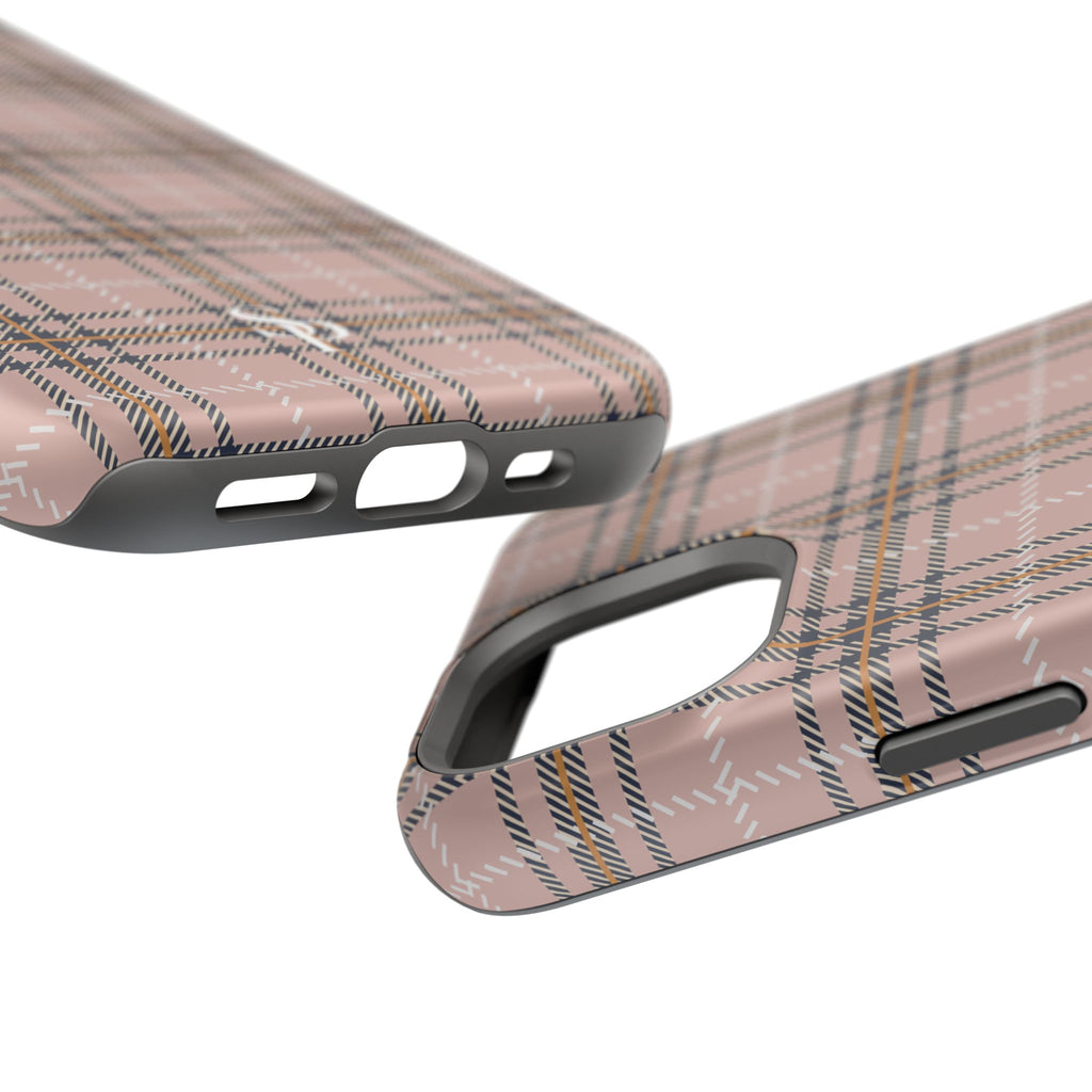 Pink Plaid Magnetic Impact-Resistant Phone Case
