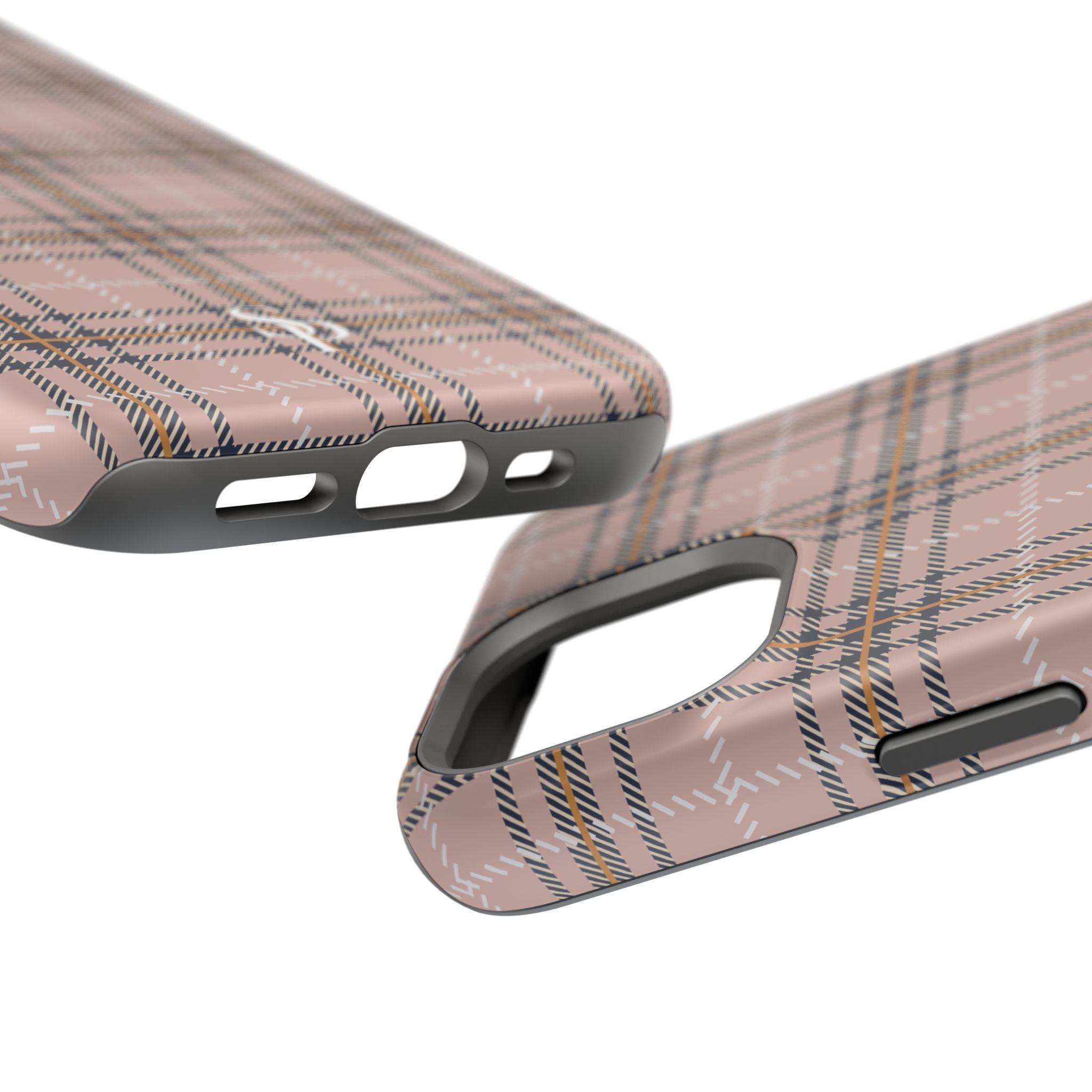 Pink Plaid Magnetic Impact-Resistant Phone Case