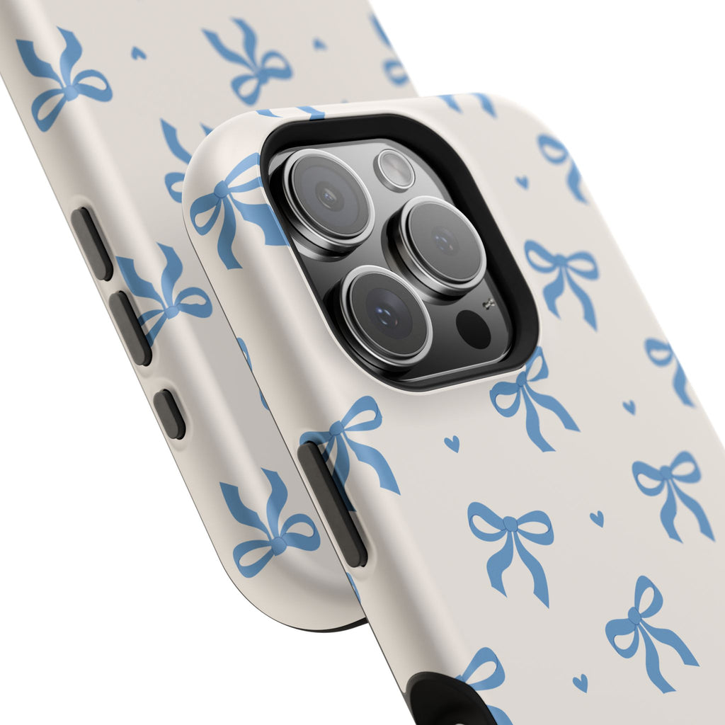 Blue Bow with Small Blue Hearts Magnetic Tough Case