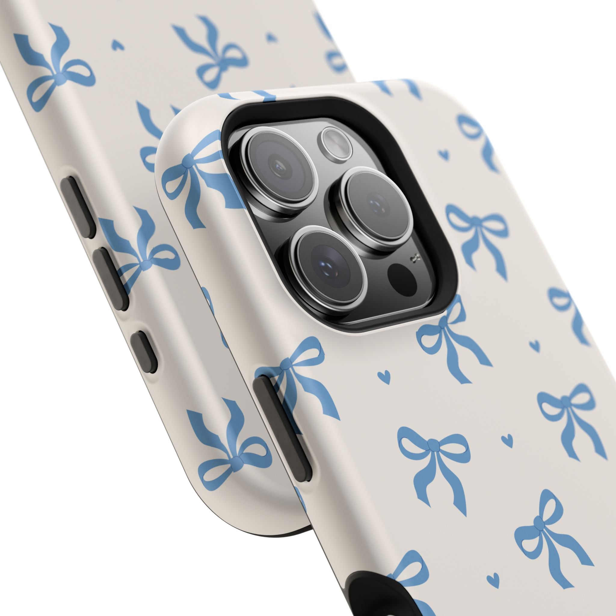 Blue Bow with Small Blue Hearts Magnetic Tough Case
