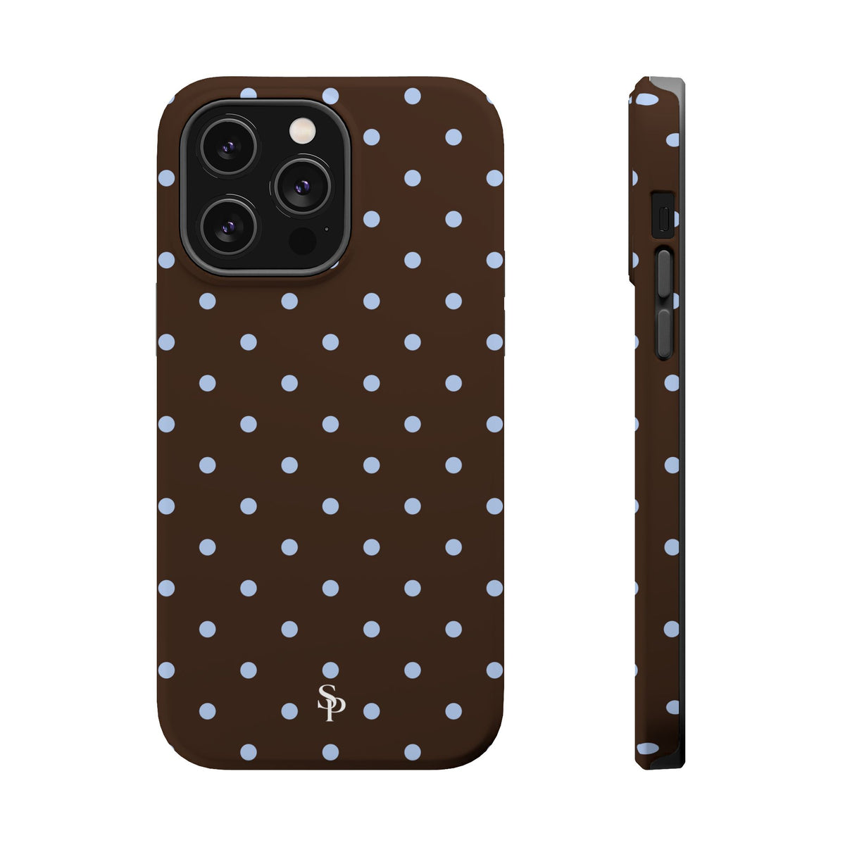 Brown & Light Blue Polka Dot Magnetic Phone Case