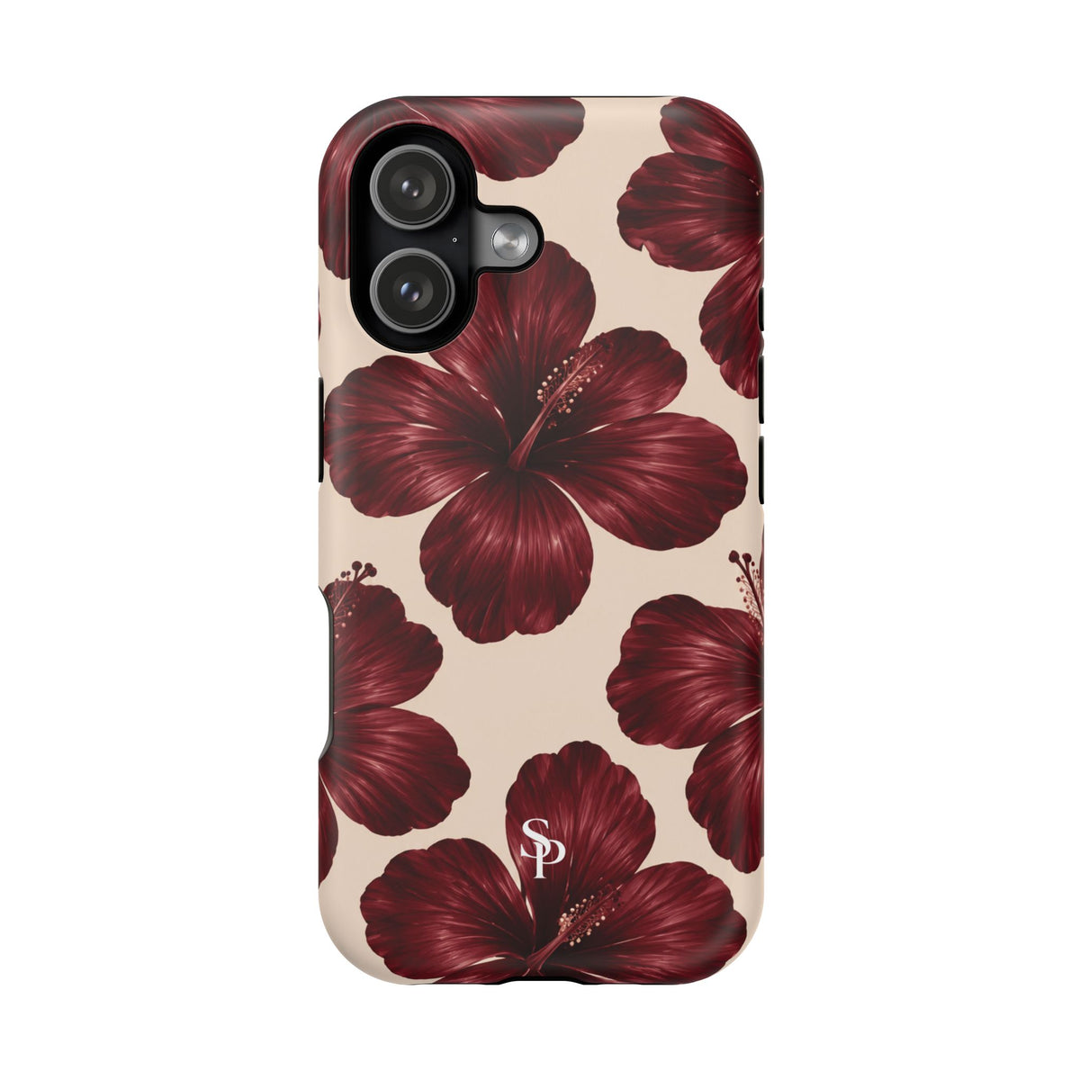 Burgundy Hibiscus Floral Magnetic Phone Case