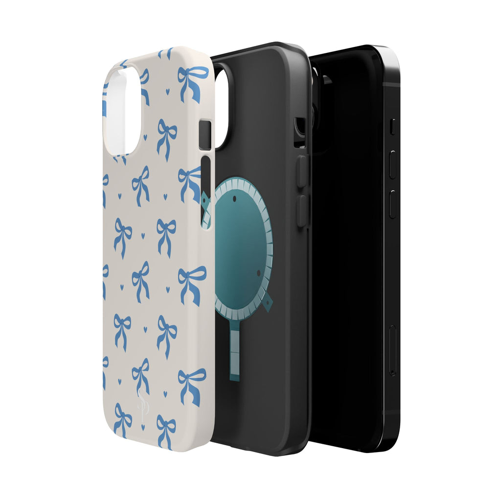 Blue Bow with Small Blue Hearts Magnetic Tough Case