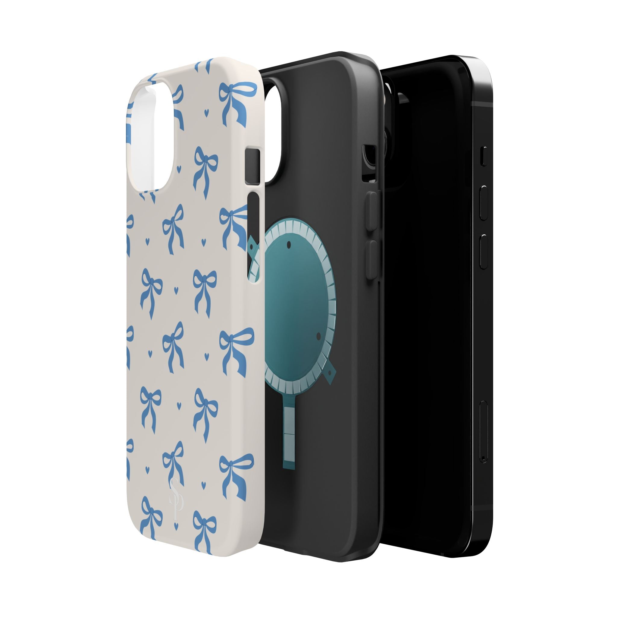 Blue Bow with Small Blue Hearts Magnetic Tough Case