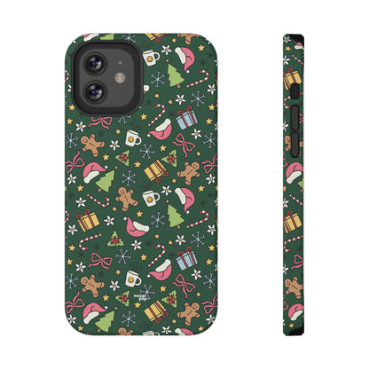 Green Festive Holiday Phone Case - Impact-Resistant Design for Christmas Cheer