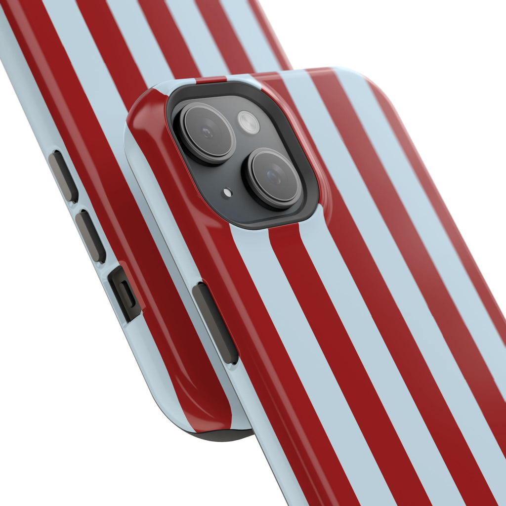 Red & Light Blue Vertical Stripe Magnetic Impact-Resistant Phone Case