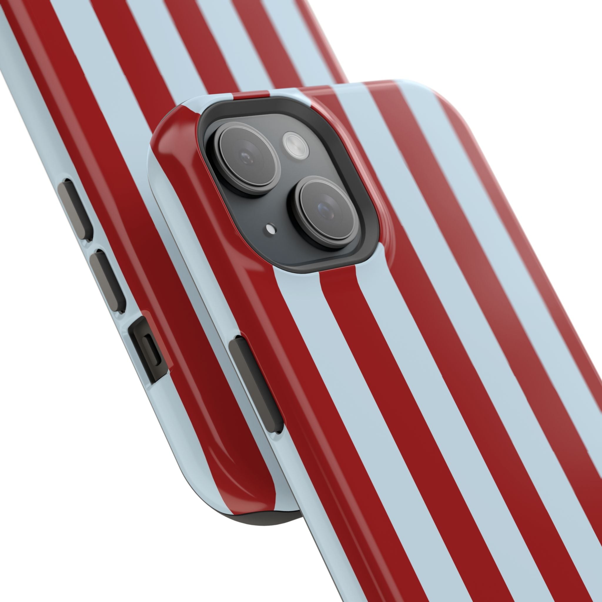 Red & Light Blue Vertical Stripe Magnetic Impact-Resistant Phone Case