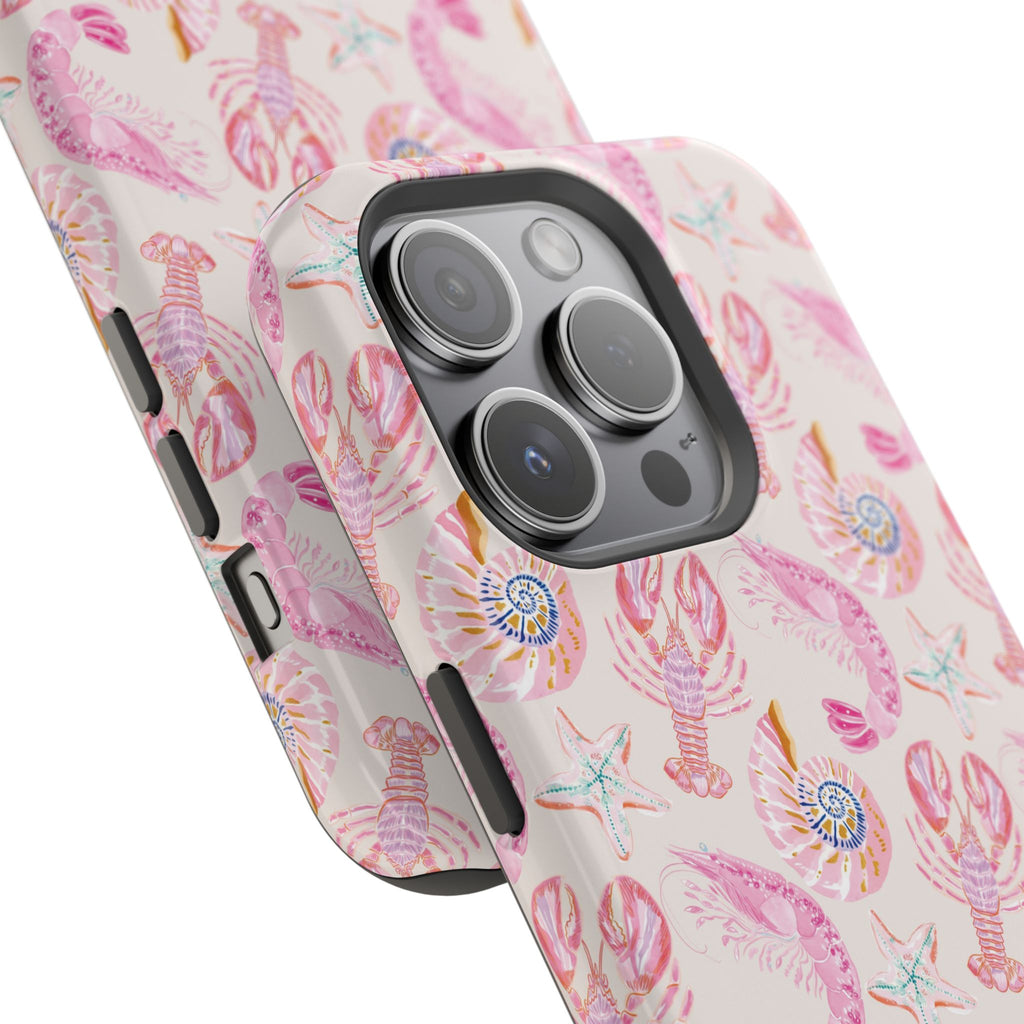Pink Coastal Shell & Lobster Magnetic Impact-Resistant Phone Case