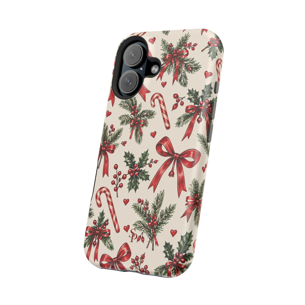 Christmas Candy Cane & Bow Magnetic Phone Case