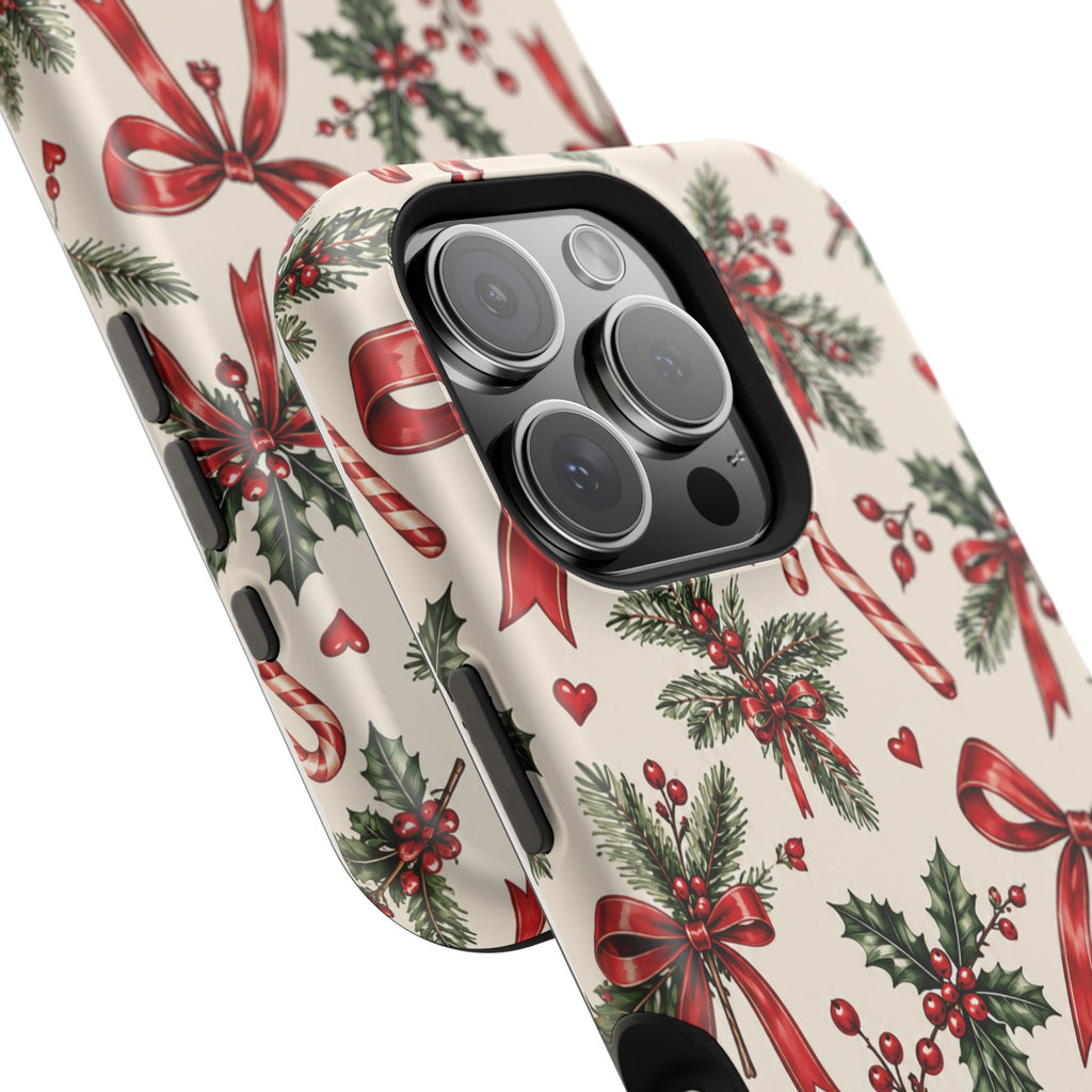 Christmas Candy Cane & Bow Magnetic Phone Case