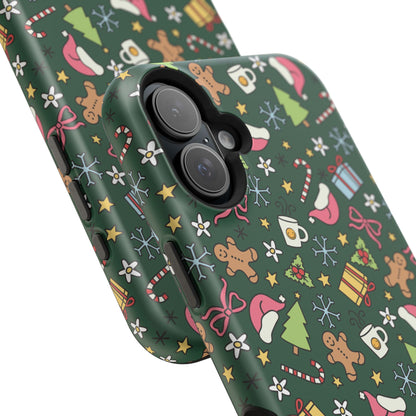 Green Festive Holiday Phone Case - Impact-Resistant Design for Christmas Cheer