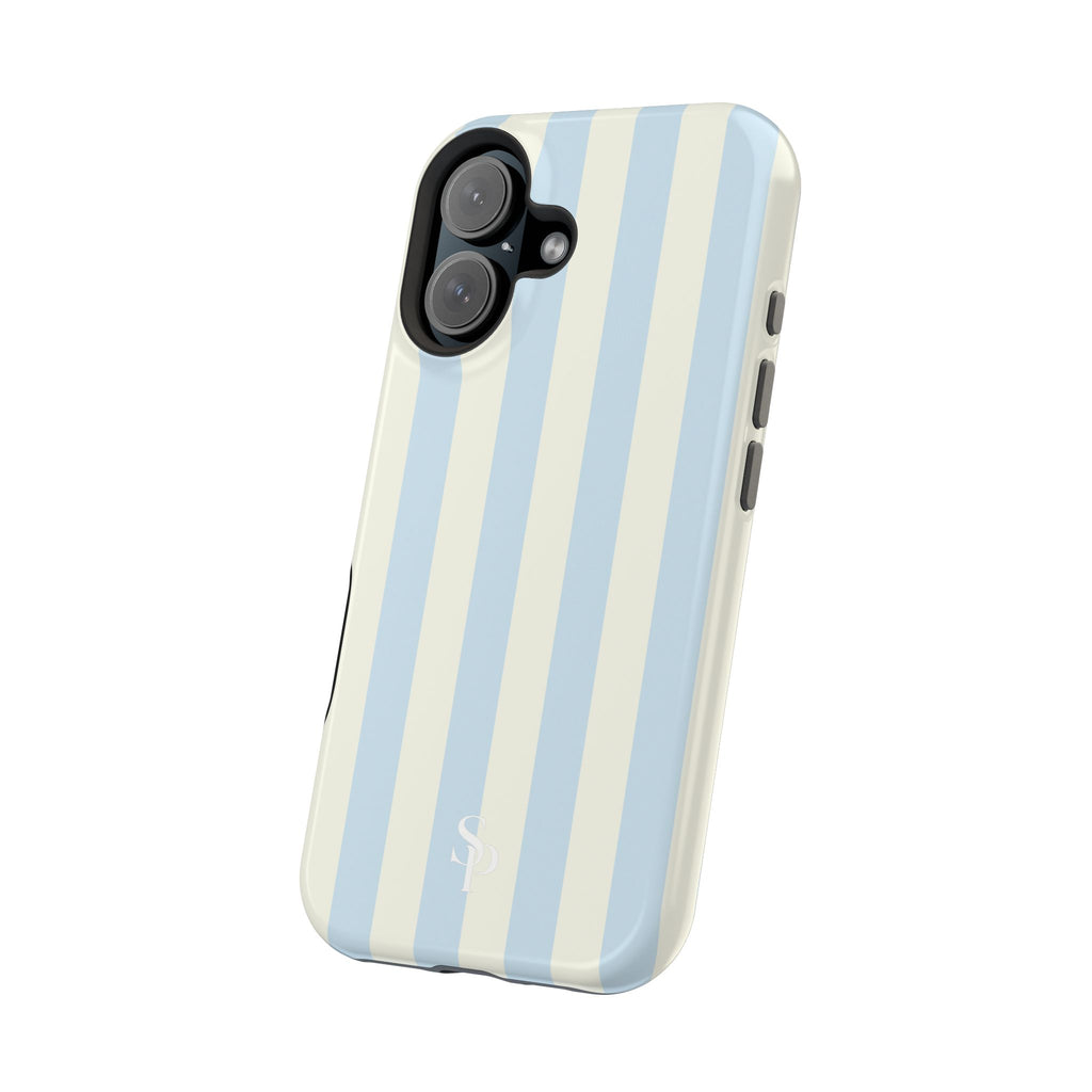 Pastel Blue & Cream Stripe Magnetic Impact-Resistant Phone Case