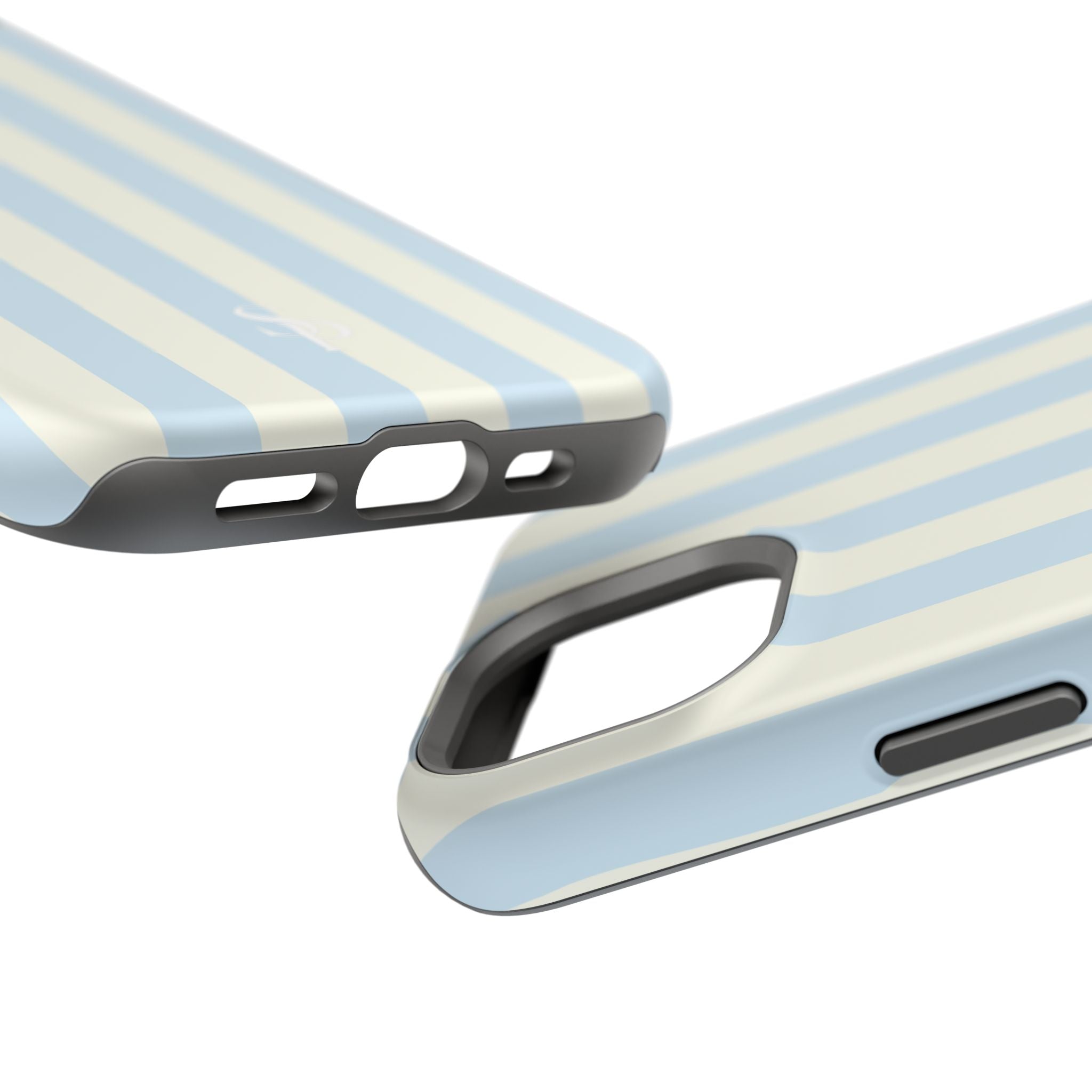 Pastel Blue & Cream Stripe Magnetic Impact-Resistant Phone Case
