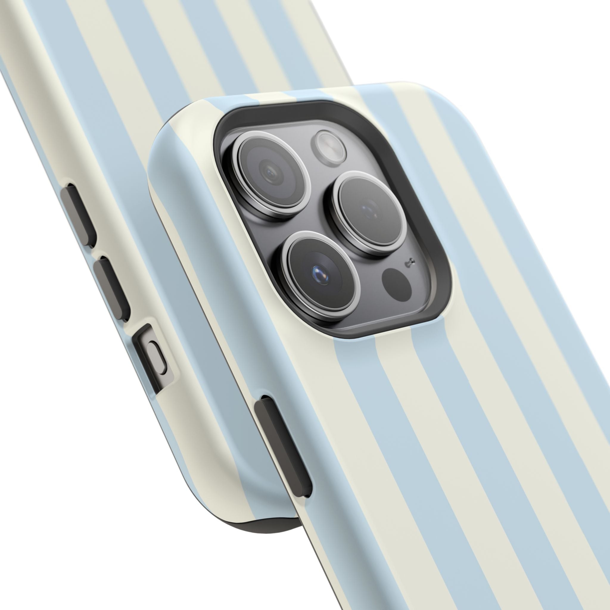 Pastel Blue & Cream Stripe Magnetic Impact-Resistant Phone Case