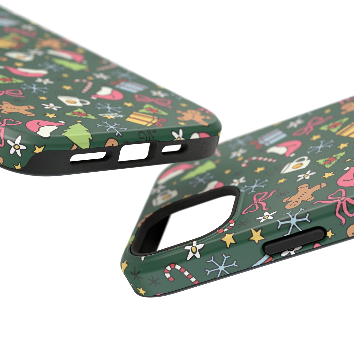 Green Festive Holiday Phone Case - Impact-Resistant Design for Christmas Cheer