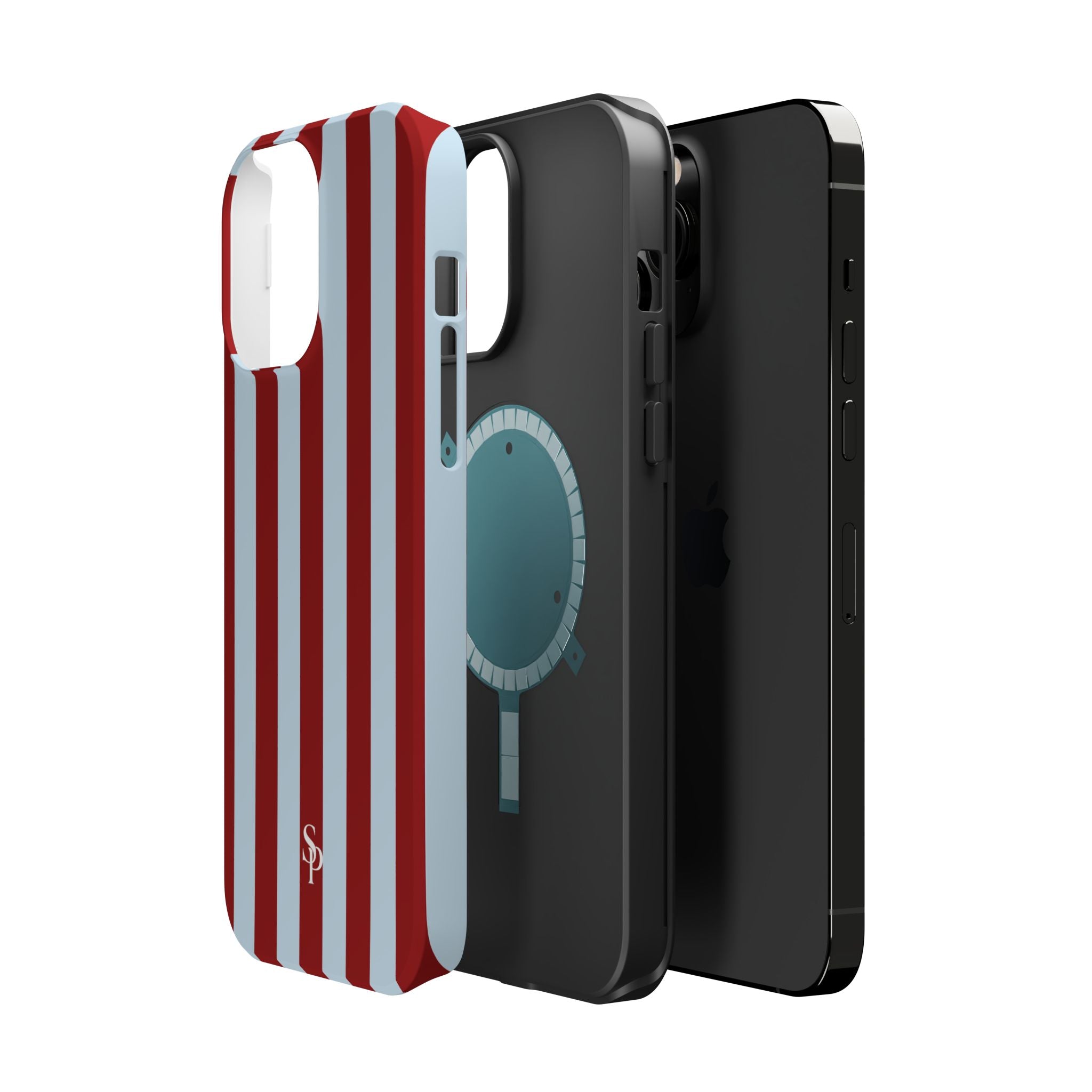 Red & Light Blue Vertical Stripe Magnetic Impact-Resistant Phone Case