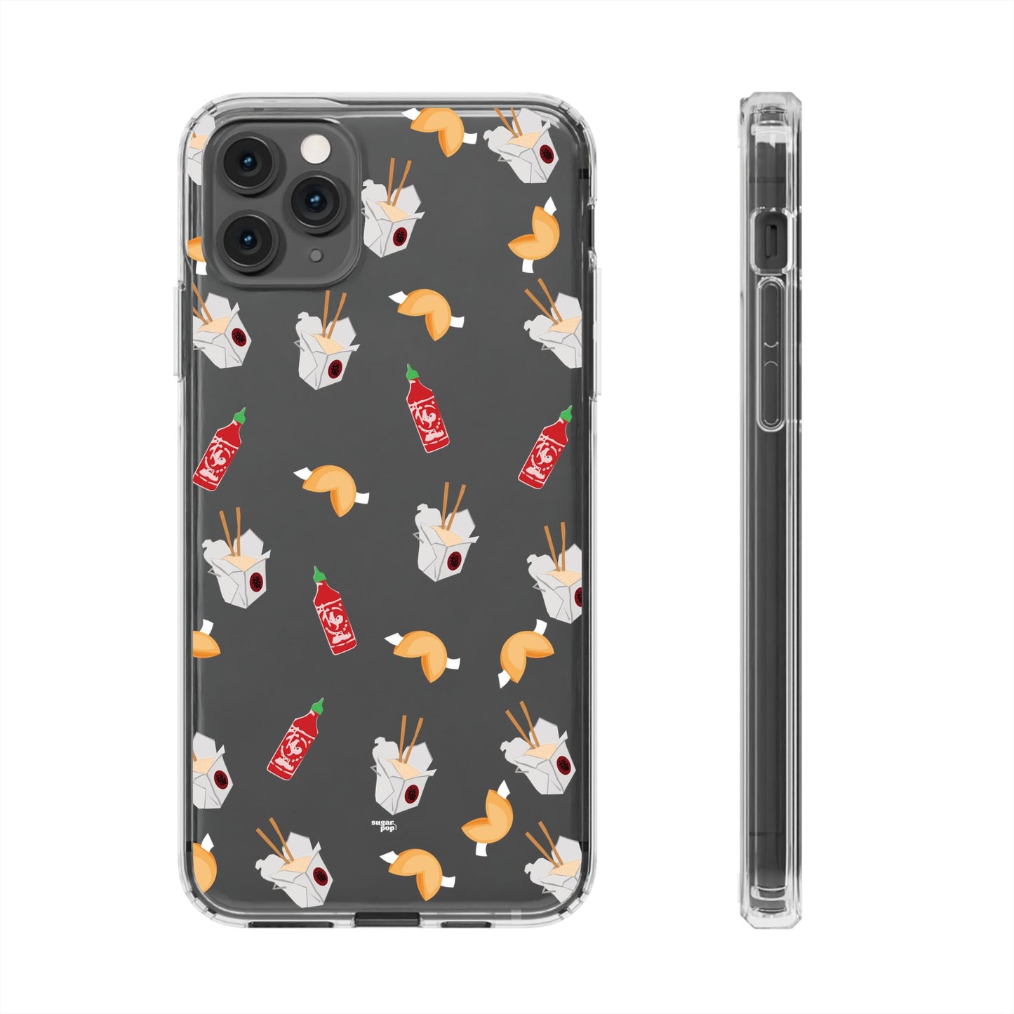 Take Out Food Pattern Clear Phone Case for Food Lovers