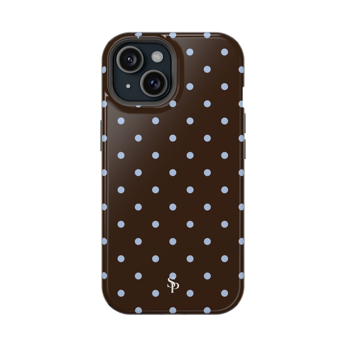 Brown & Light Blue Polka Dot Magnetic Phone Case