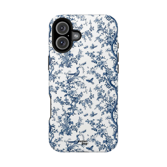 Blue Botanical Impact-Resistant Phone Case