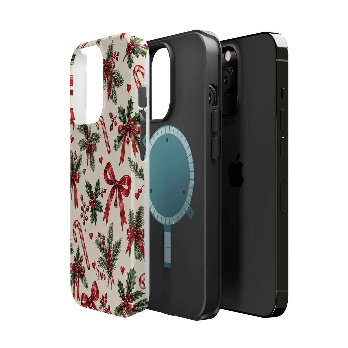 Christmas Candy Cane & Bow Magnetic Phone Case