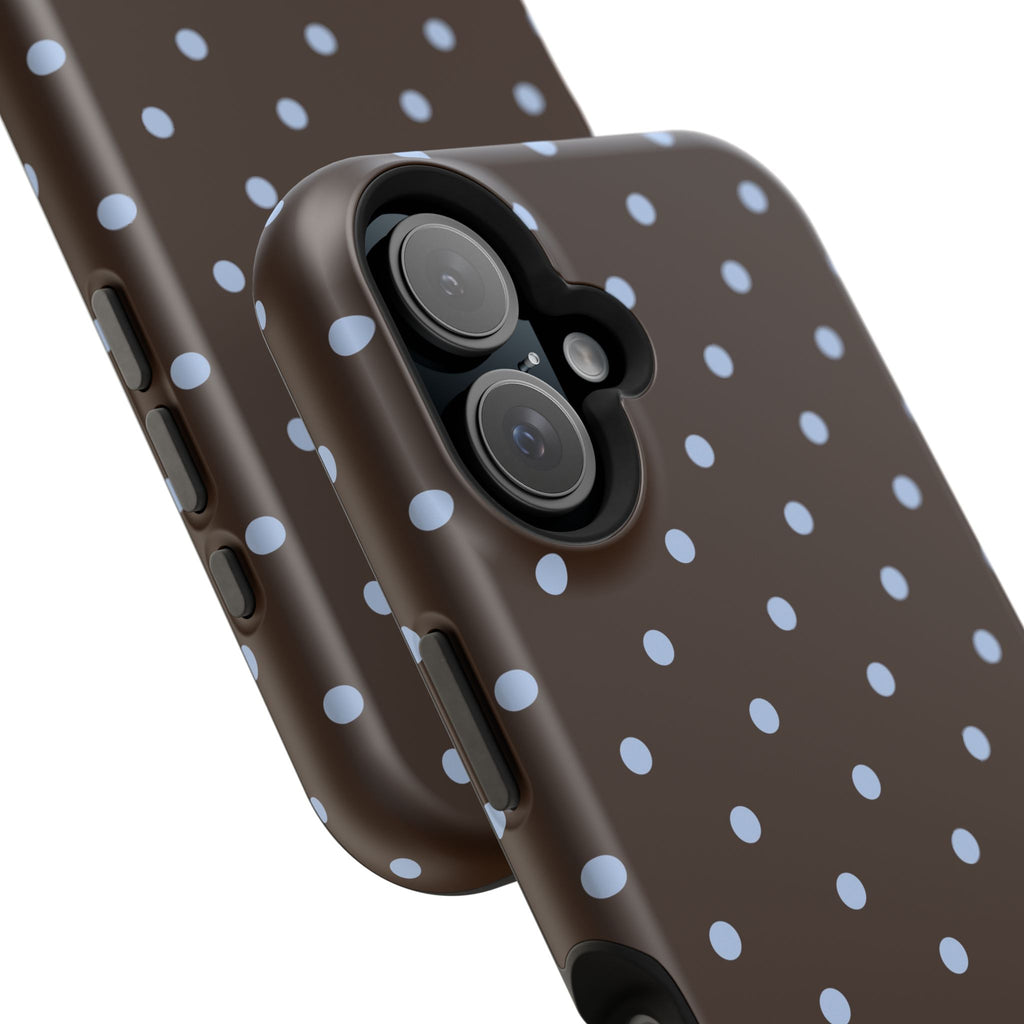 Brown & Light Blue Polka Dot Magnetic Phone Case