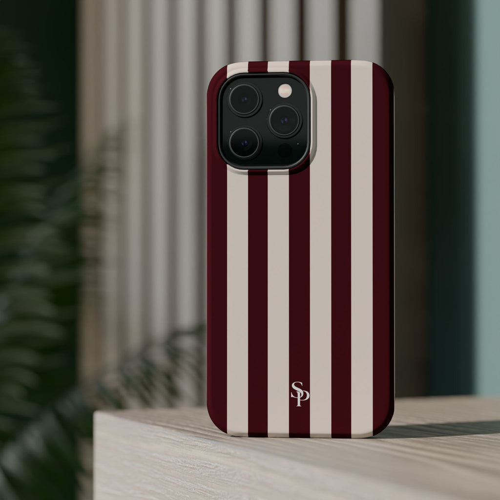 Burgundy Striped Magnetic Phone Case