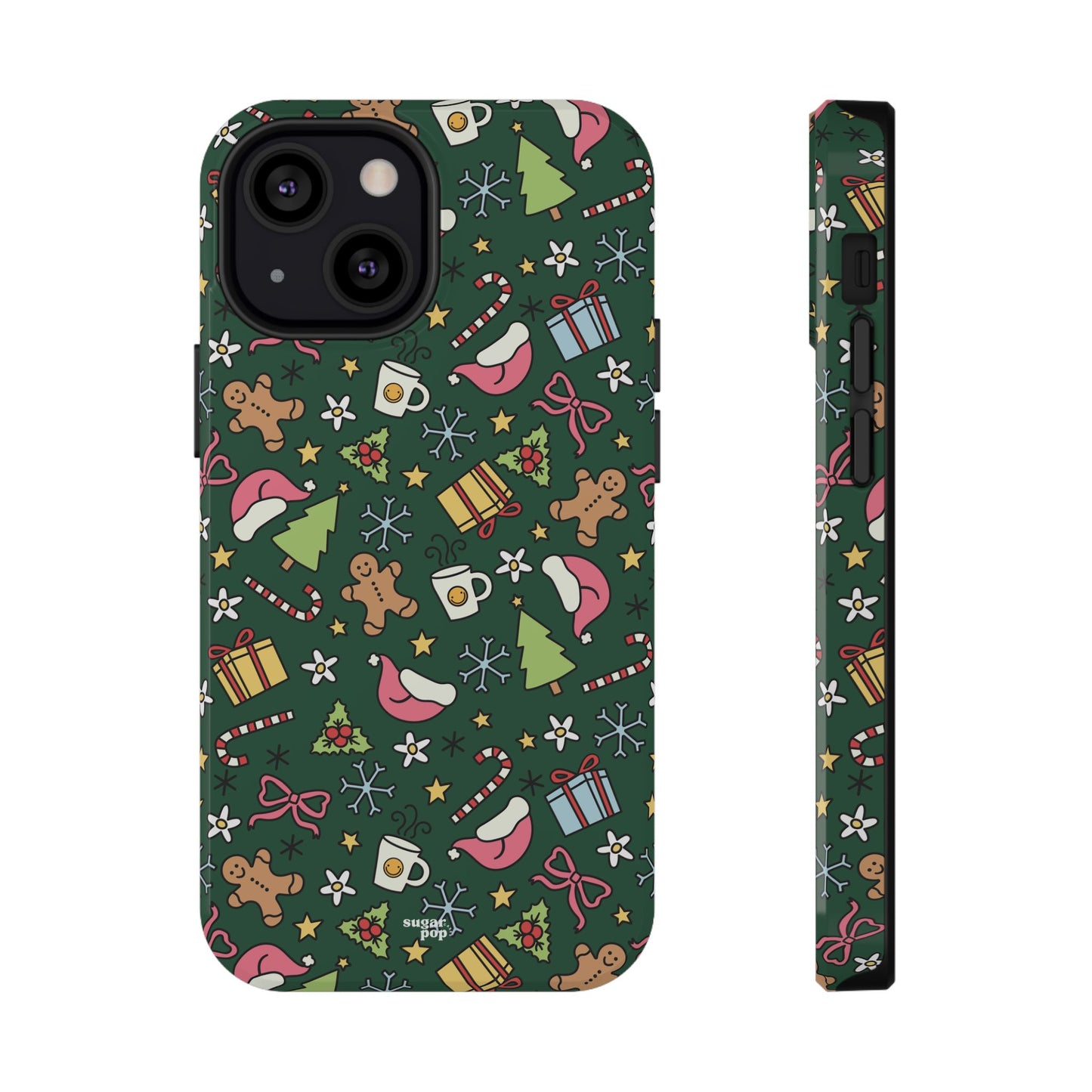 Green Festive Holiday Phone Case - Impact-Resistant Design for Christmas Cheer