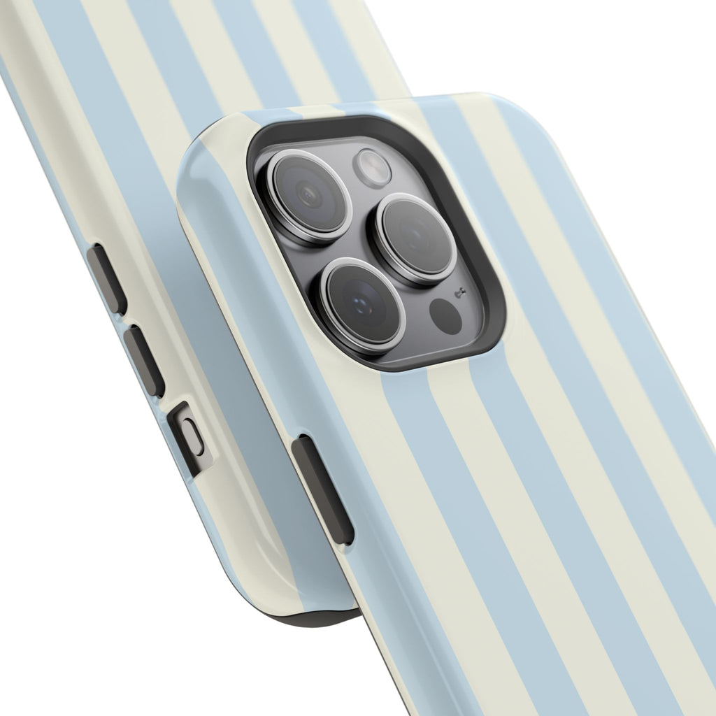Pastel Blue & Cream Stripe Magnetic Impact-Resistant Phone Case