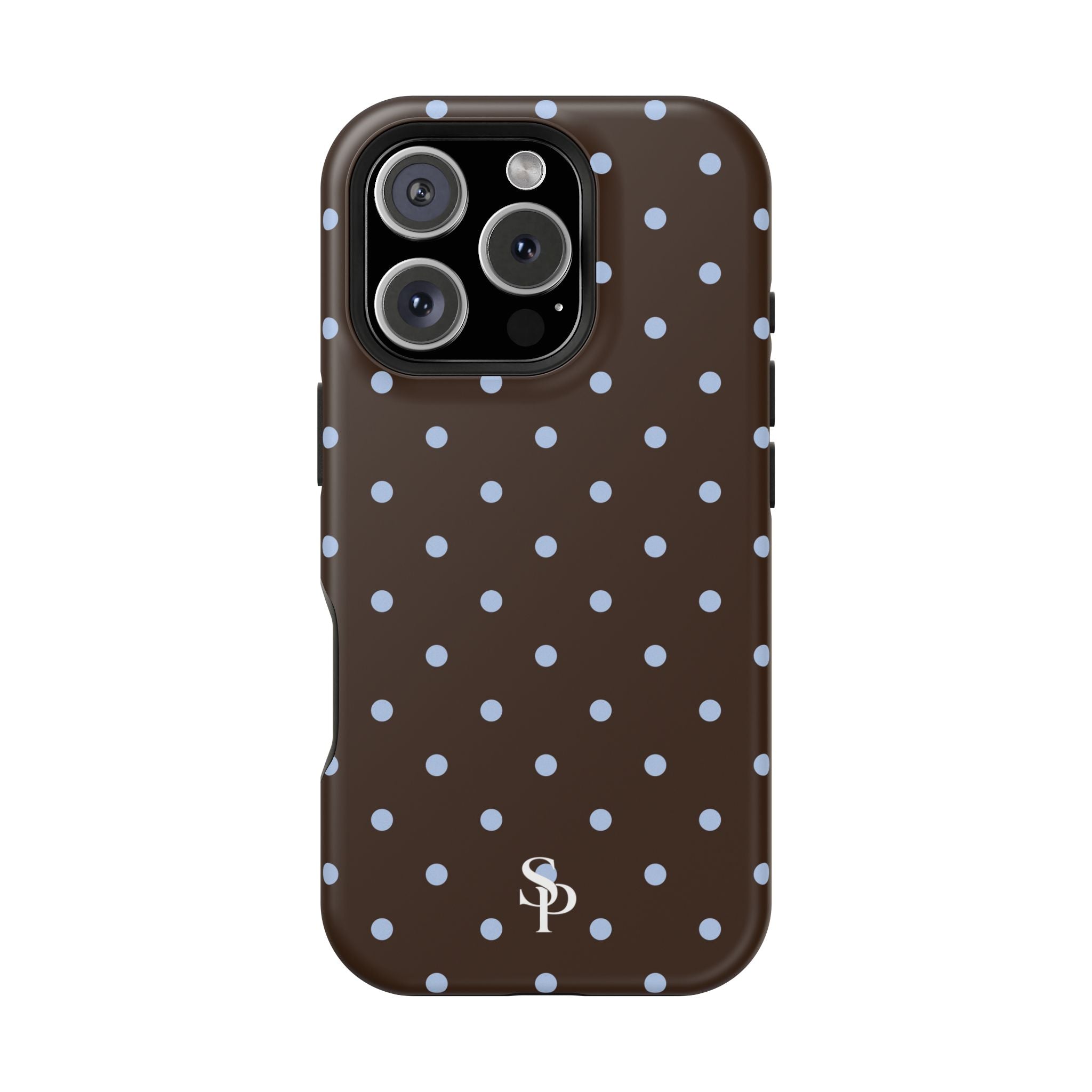 Brown & Light Blue Polka Dot Magnetic Phone Case