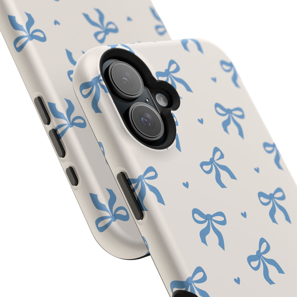 Blue Bow with Small Blue Hearts Magnetic Tough Case
