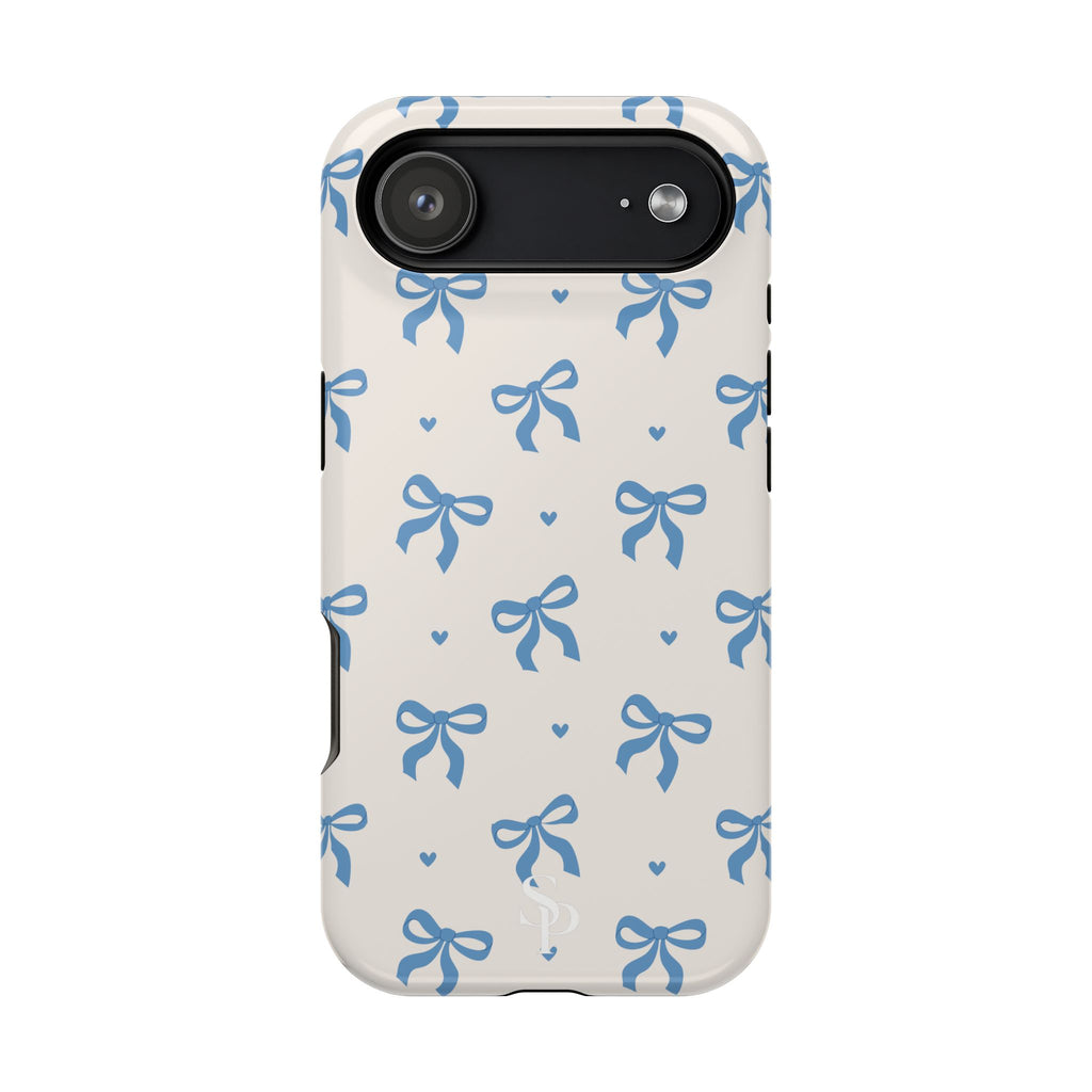 Blue Bow with Small Blue Hearts Magnetic Tough Case