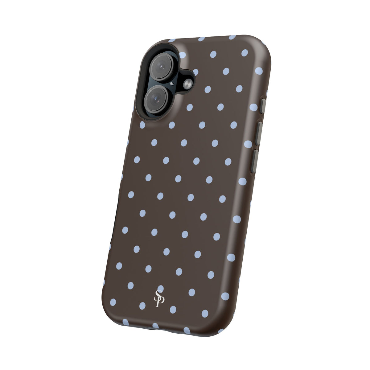 Brown & Light Blue Polka Dot Magnetic Phone Case