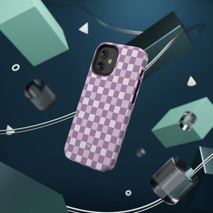 Purple Checkerboard Impact-Resistant Phone Case