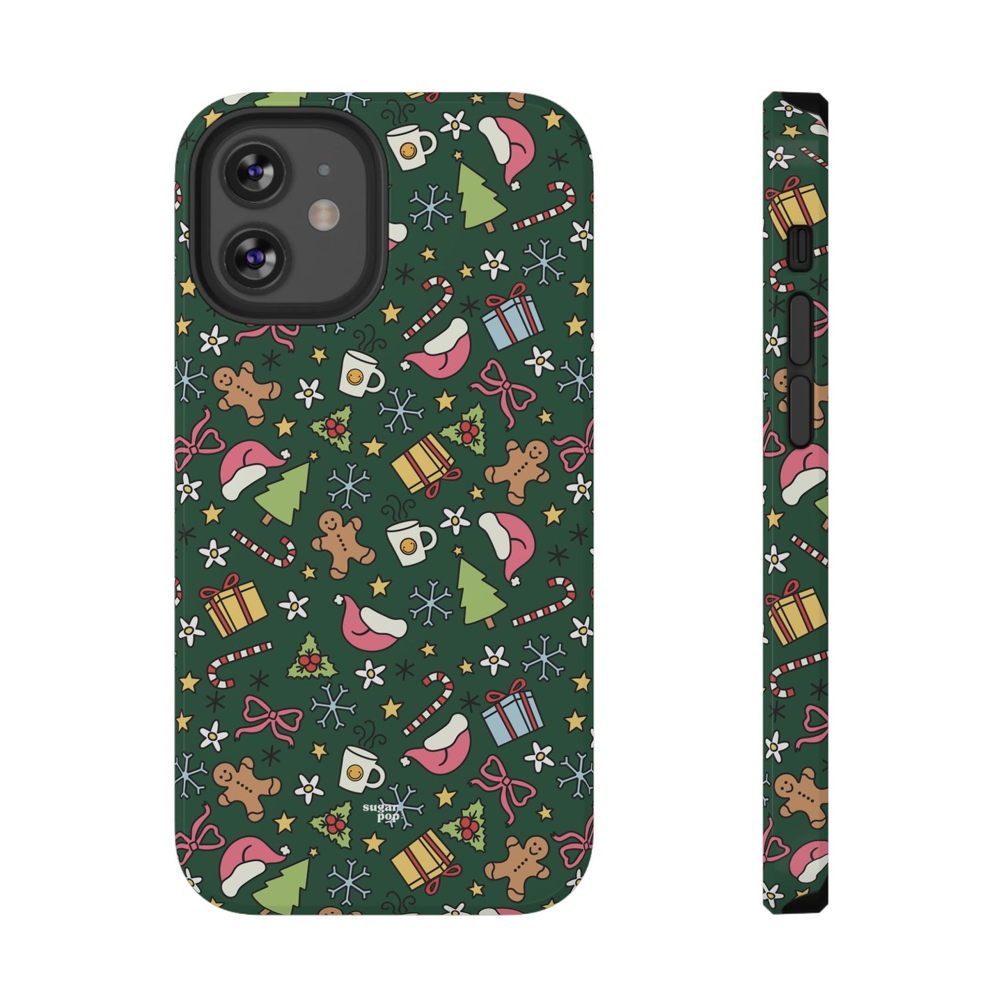 Green Festive Holiday Phone Case - Impact-Resistant Design for Christmas Cheer