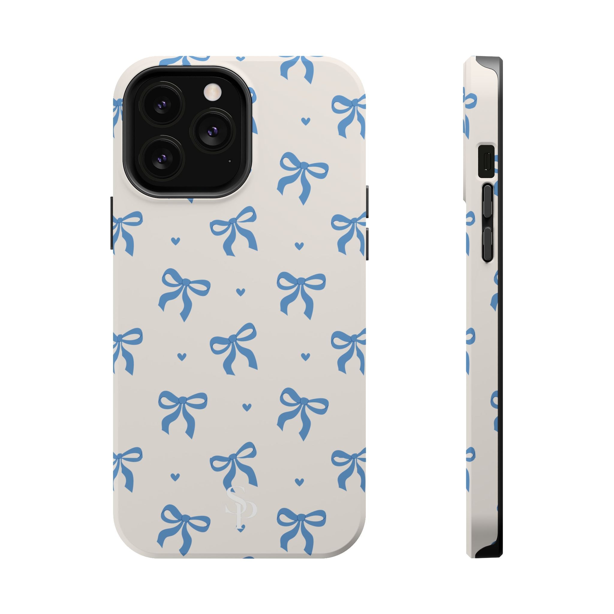 Blue Bow with Small Blue Hearts Magnetic Tough Case
