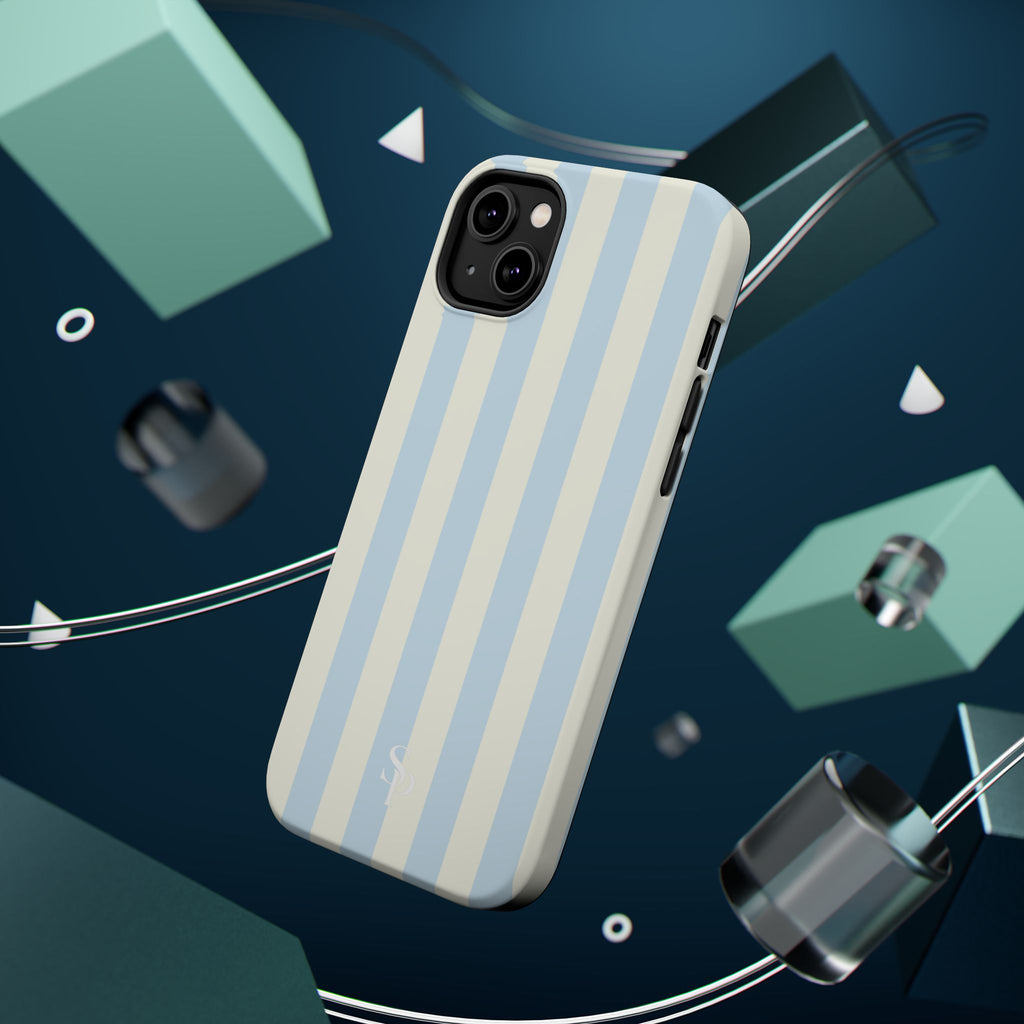 Pastel Blue & Cream Stripe Magnetic Impact-Resistant Phone Case