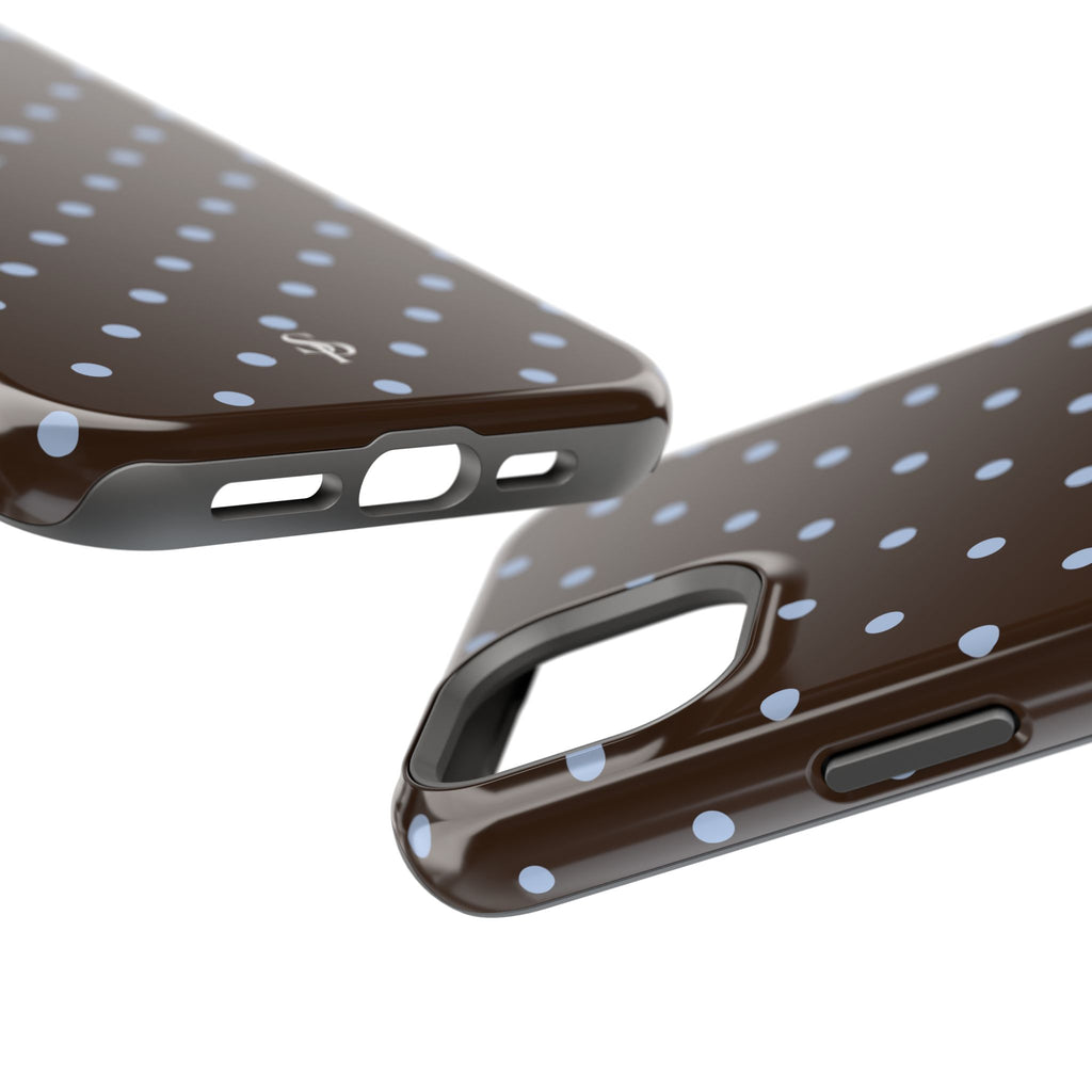 Brown & Light Blue Polka Dot Magnetic Phone Case