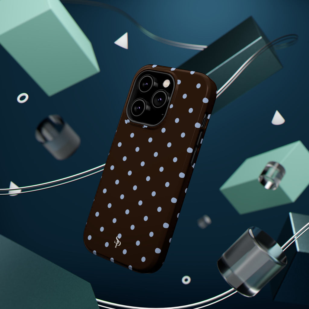 Brown & Light Blue Polka Dot Magnetic Phone Case