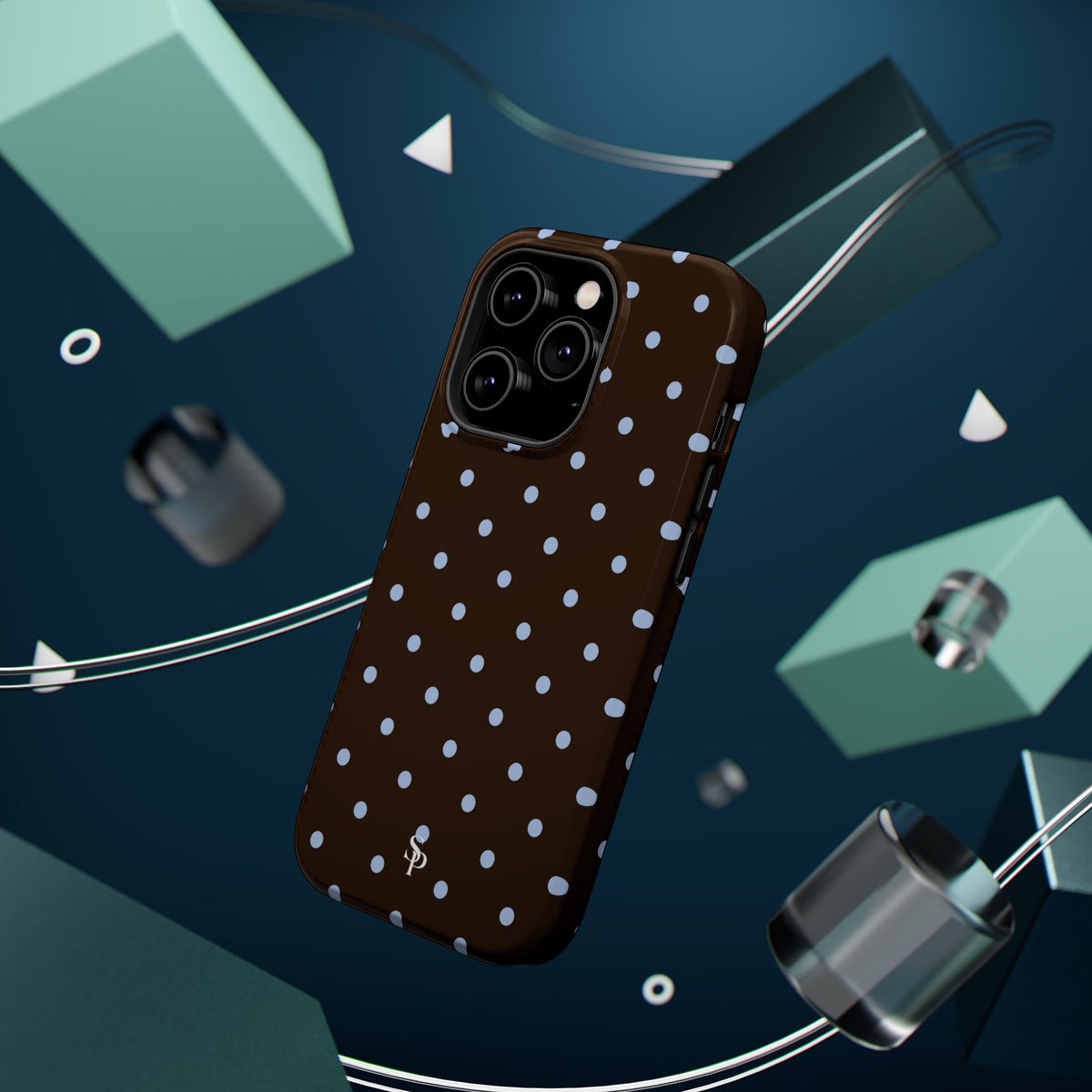 Brown & Light Blue Polka Dot Magnetic Phone Case