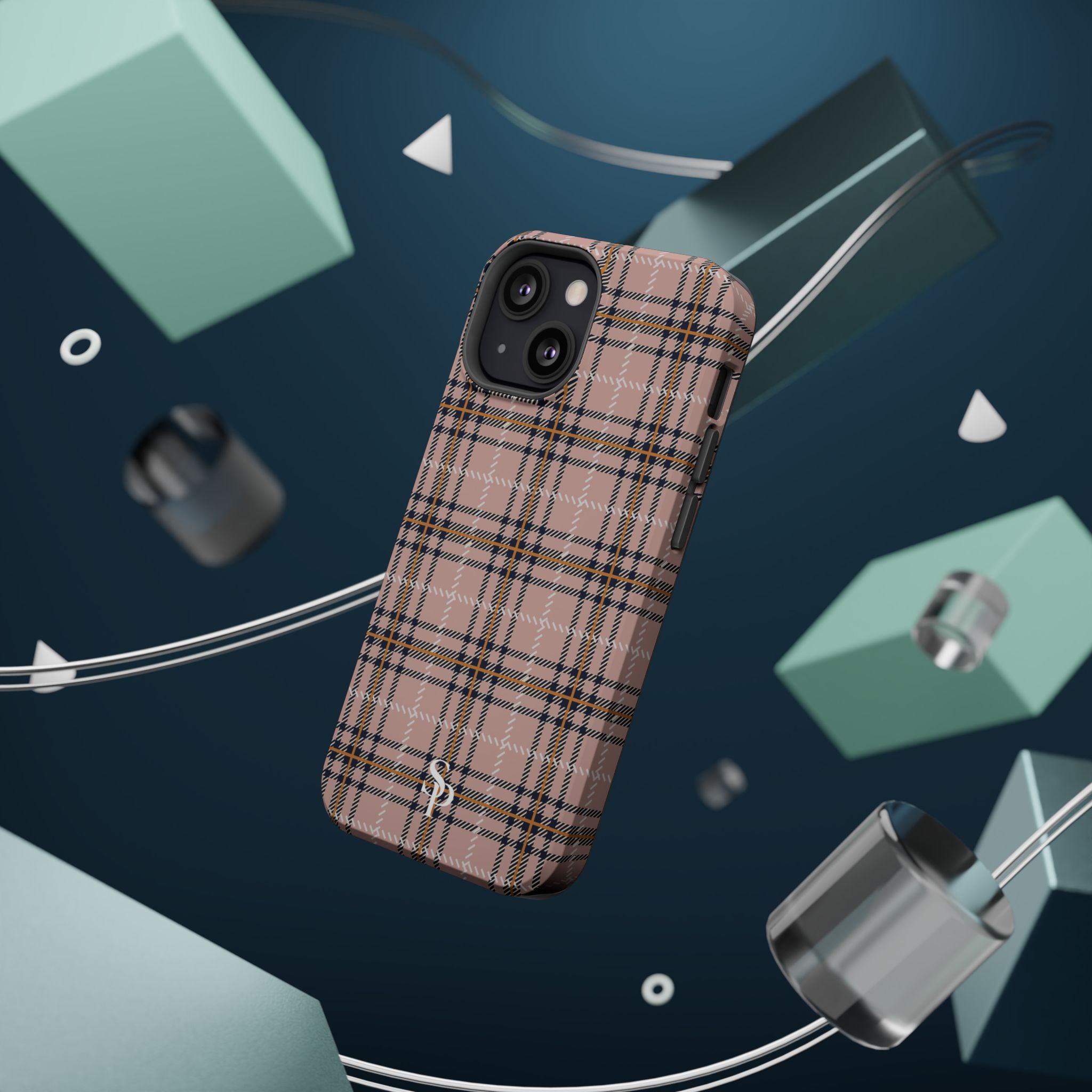 Pink Plaid Magnetic Impact-Resistant Phone Case