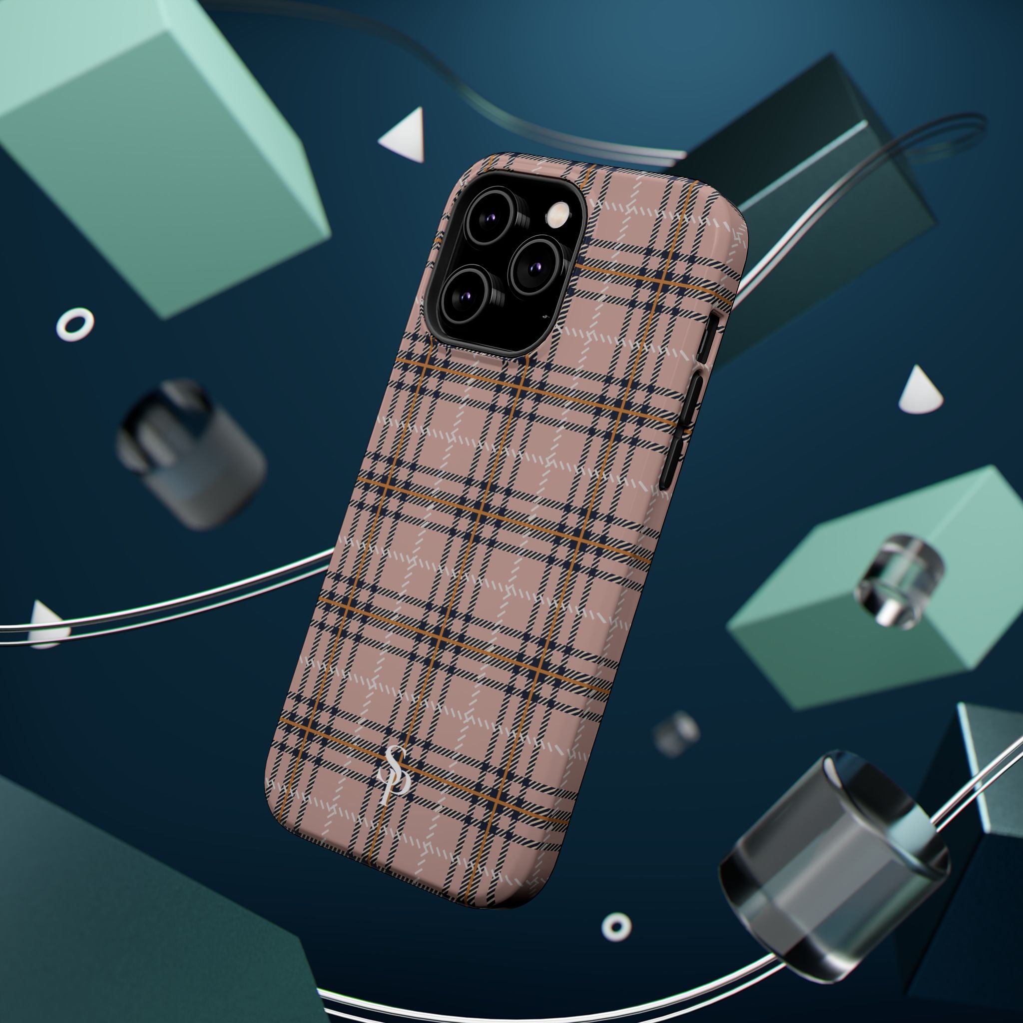 Pink Plaid Magnetic Impact-Resistant Phone Case
