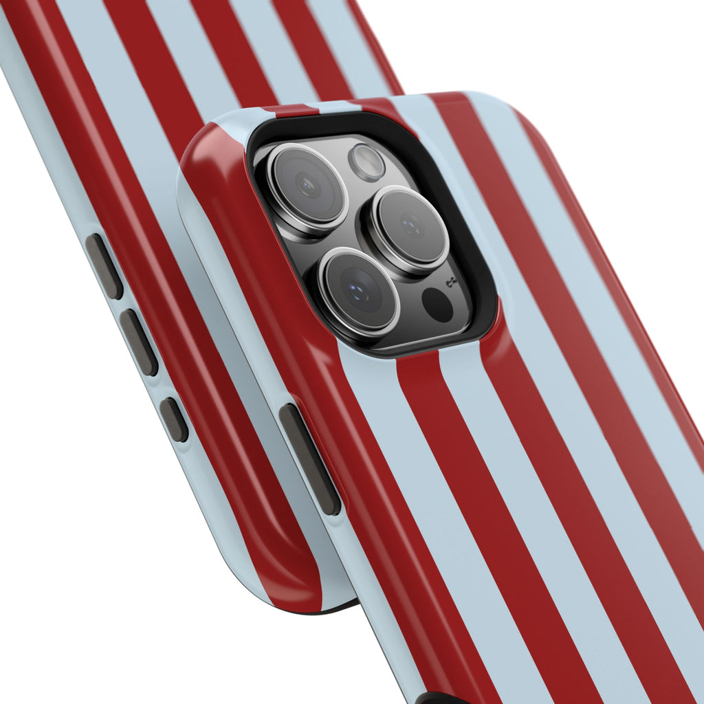 Red & Light Blue Vertical Stripe Magnetic Impact-Resistant Phone Case