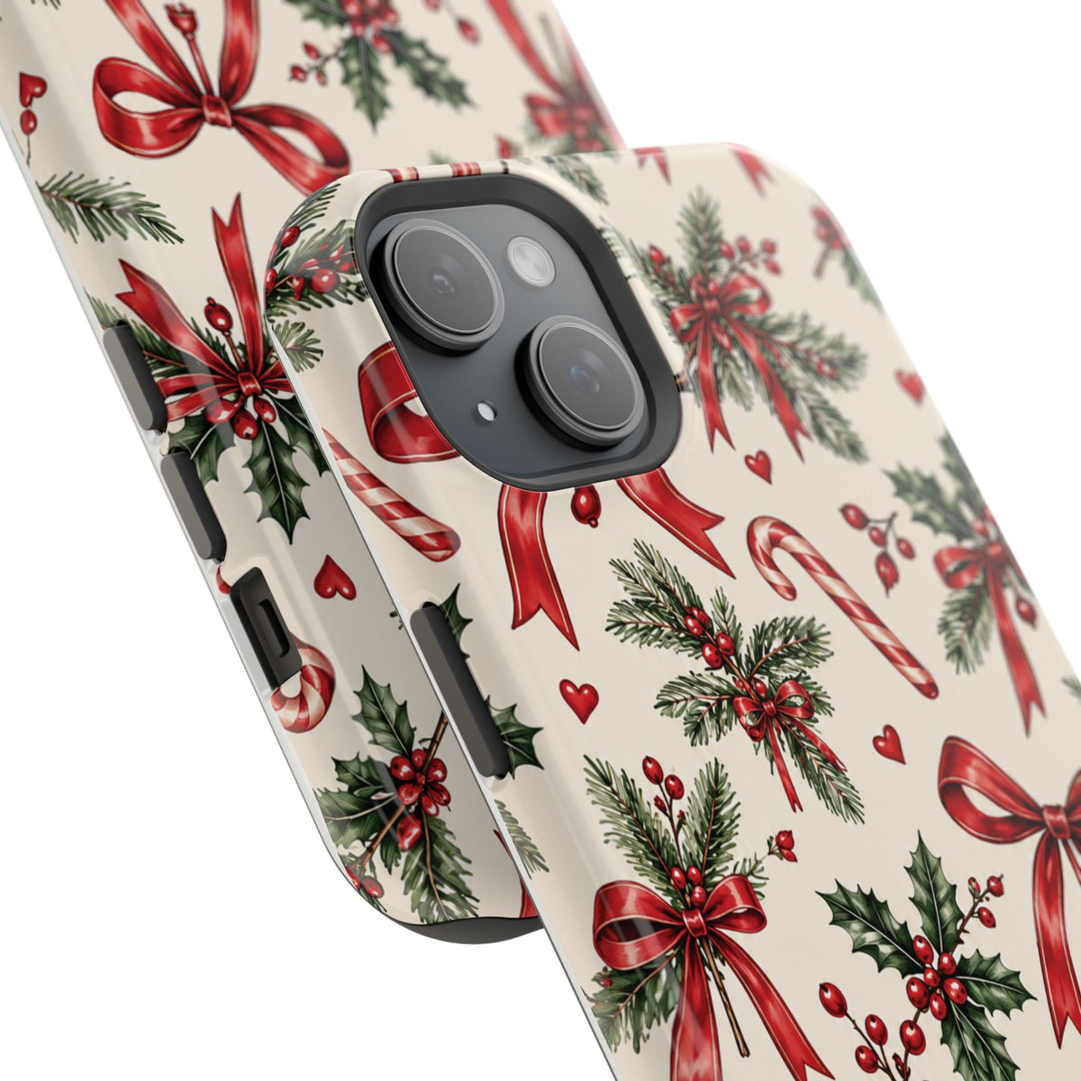 Christmas Candy Cane & Bow Magnetic Phone Case