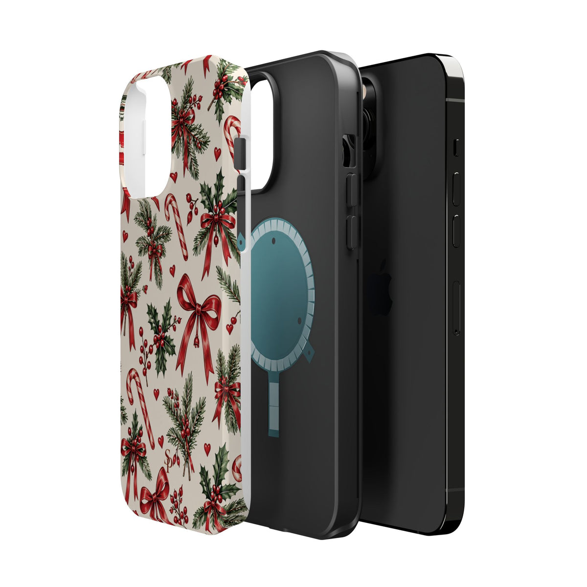 Christmas Candy Cane & Bow Magnetic Phone Case