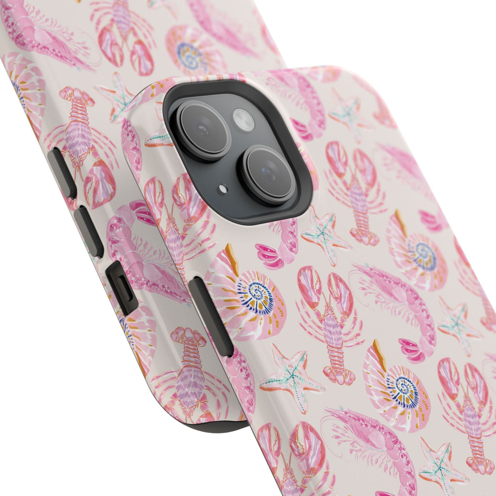 Pink Coastal Shell & Lobster Magnetic Impact-Resistant Phone Case