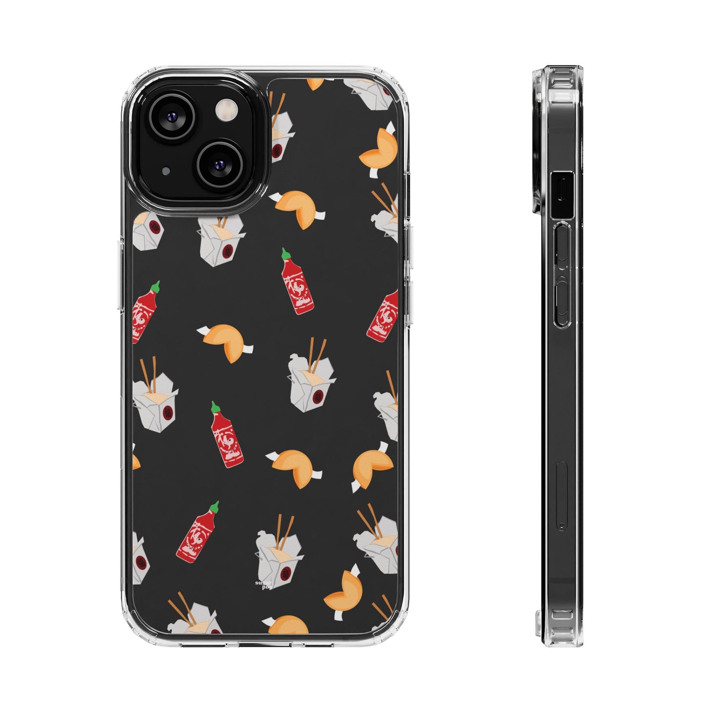 Take Out Food Pattern Clear Phone Case for Food Lovers