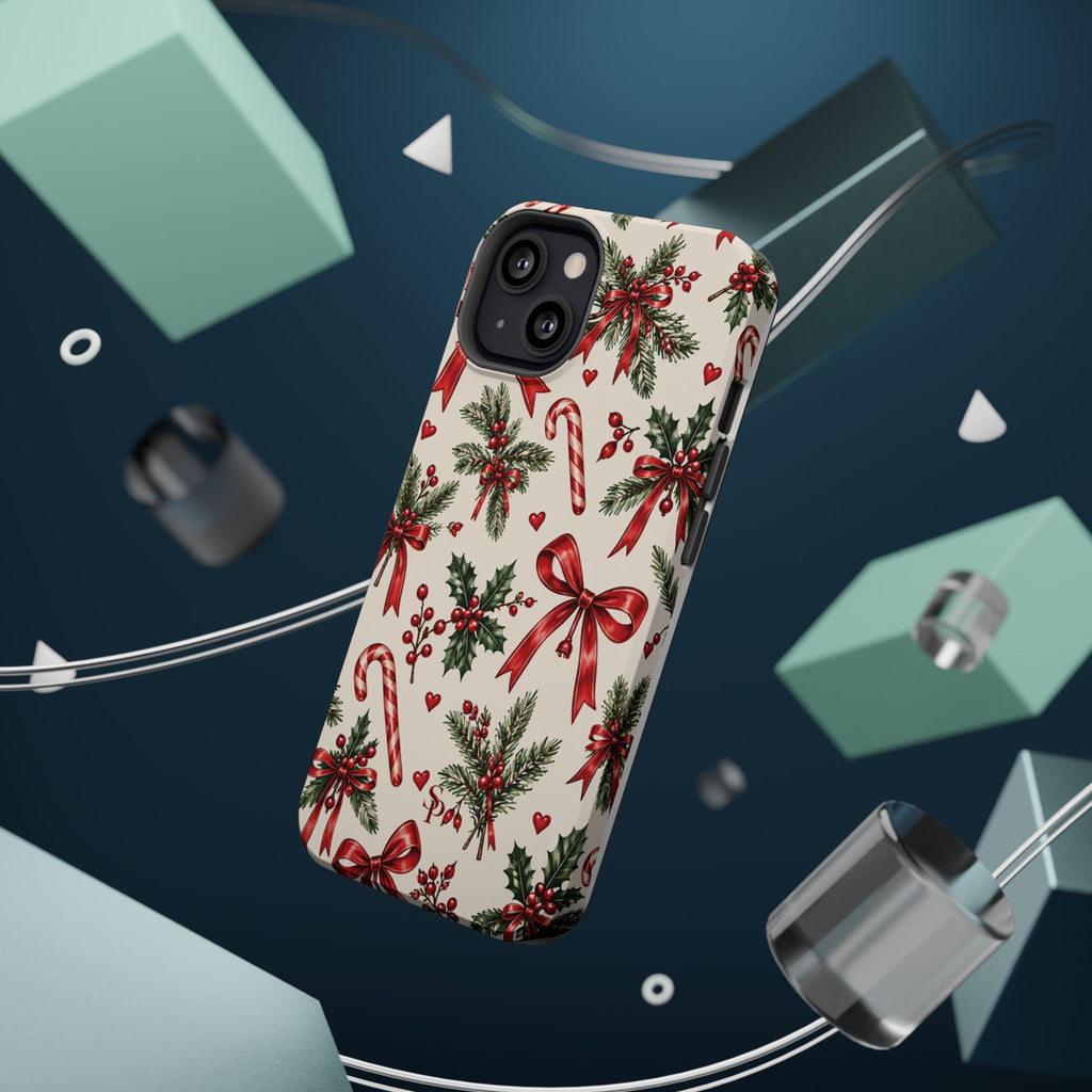 Christmas Candy Cane & Bow Magnetic Phone Case