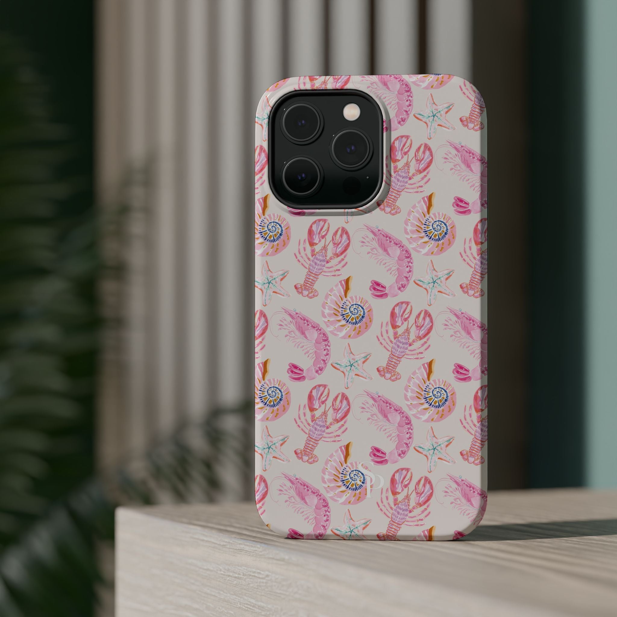 Pink Coastal Shell & Lobster Magnetic Impact-Resistant Phone Case