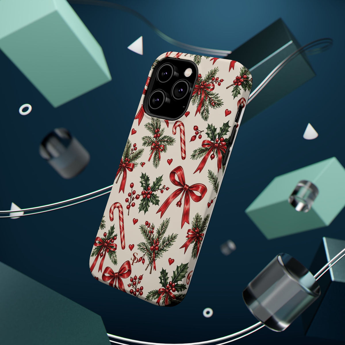 Christmas Candy Cane & Bow Magnetic Phone Case