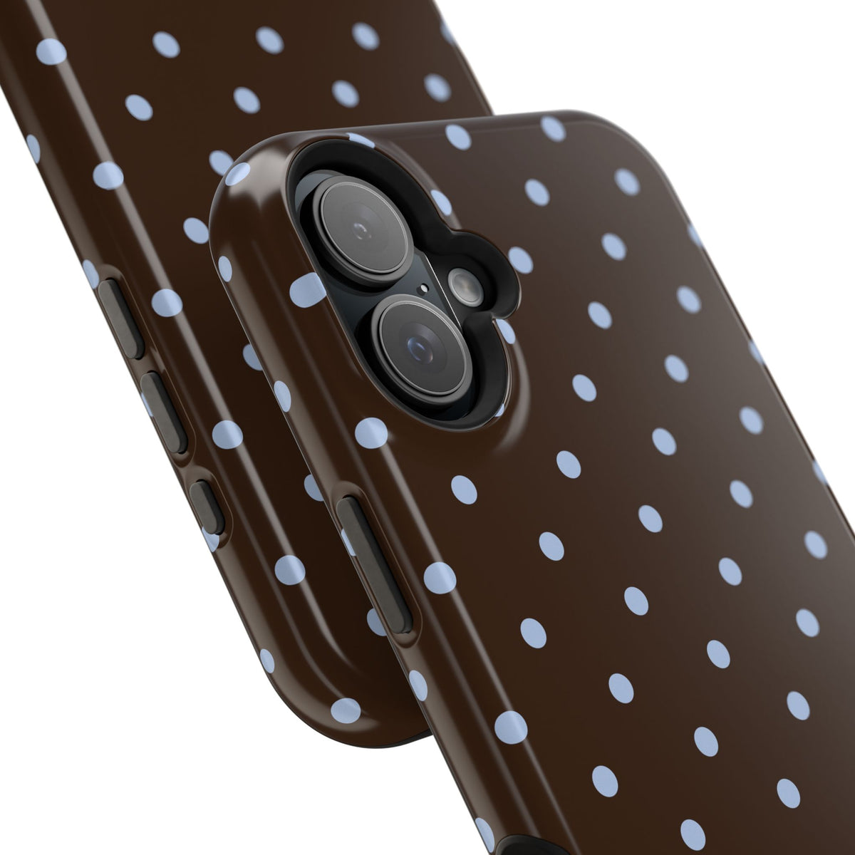 Brown & Light Blue Polka Dot Magnetic Phone Case